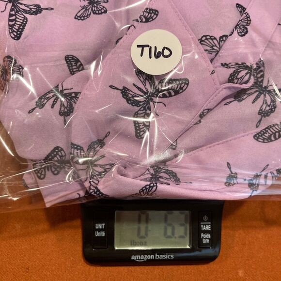 Catherine's Blouse Sz 2X Purple Butterfly Button Up 3/4 Sleeve w/Tie - Picture 7 of 7